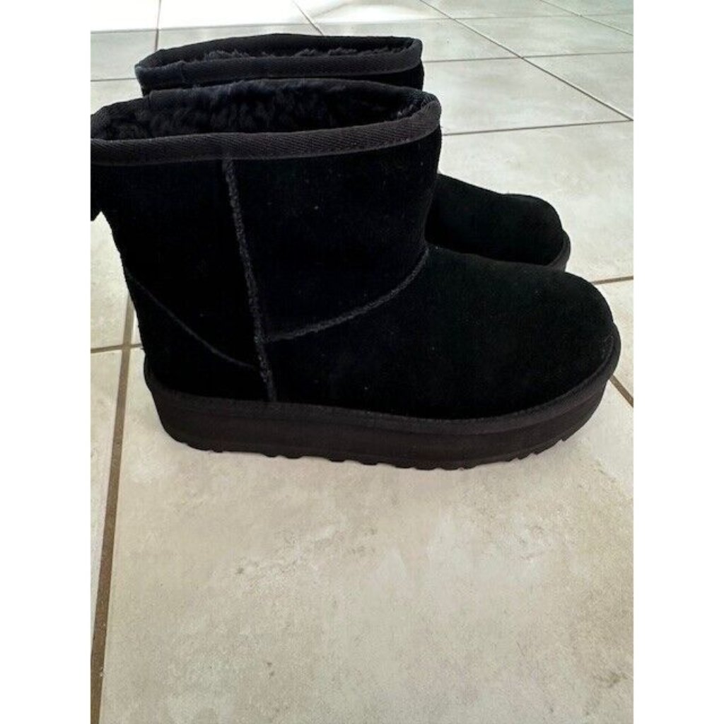 Ugg Classic Mini Platform 1143700k Black Casual Suede Slip On Boots Size 5 Nwob